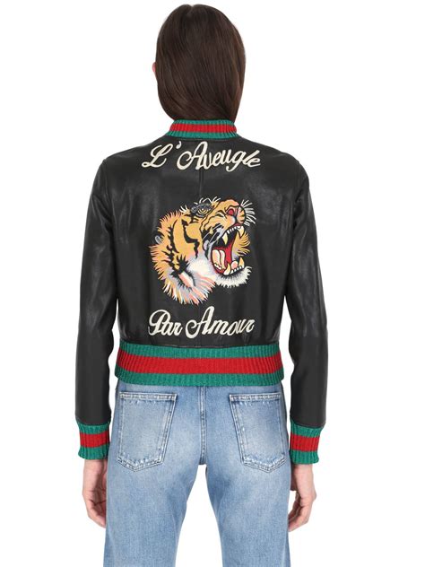 gucci bomber and track jackets for women|gucci tiger bomber jacket.